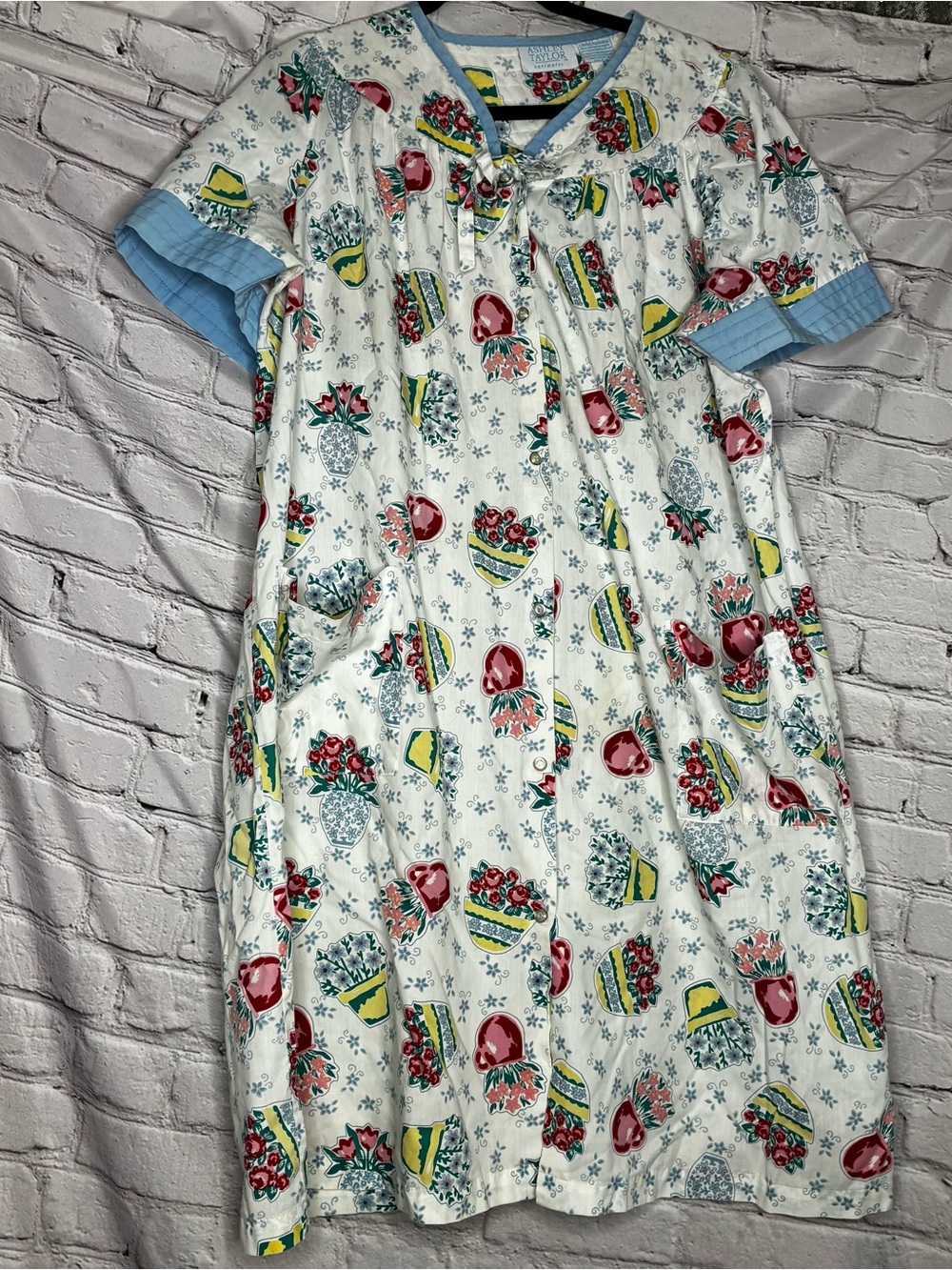 Vtg 80s 90s Southern Belle Sitcom Mom Pearl Snap Floral Grandmacore Housecoat L